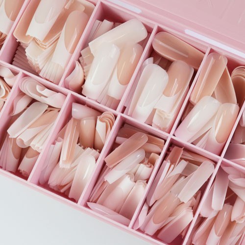 Soft Gel Tips Square Long French 600τμχ.