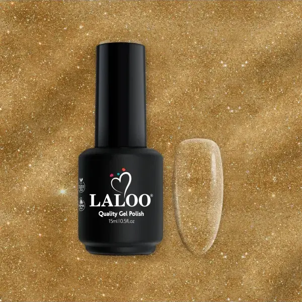 No.296 Χρυσό glitter ψιλό κόκκο | Ημιμόνιμο Βερνίκι 15ml