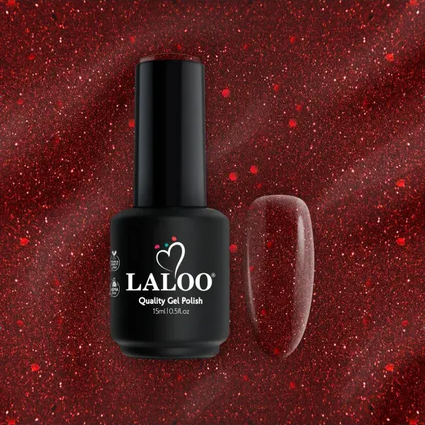 No.404 Κόκκινο βαθύ με glitter | Ημιμόνιμο Βερνίκι 15ml