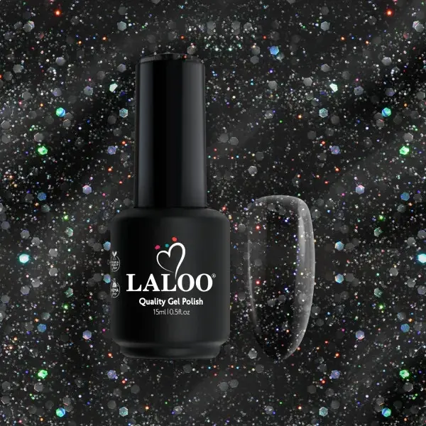 No.407 Μαύρο με ιριδίζον glitter | Ημιμόνιμο Βερνίκι 15ml