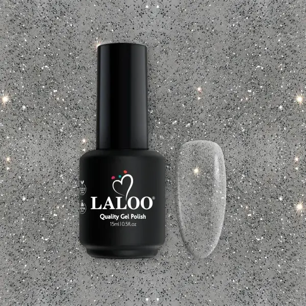 No.410 Γκρί-Ασημί με λεπτόκοκκο glitter | Ημιμόνιμο Βερνίκι 15ml